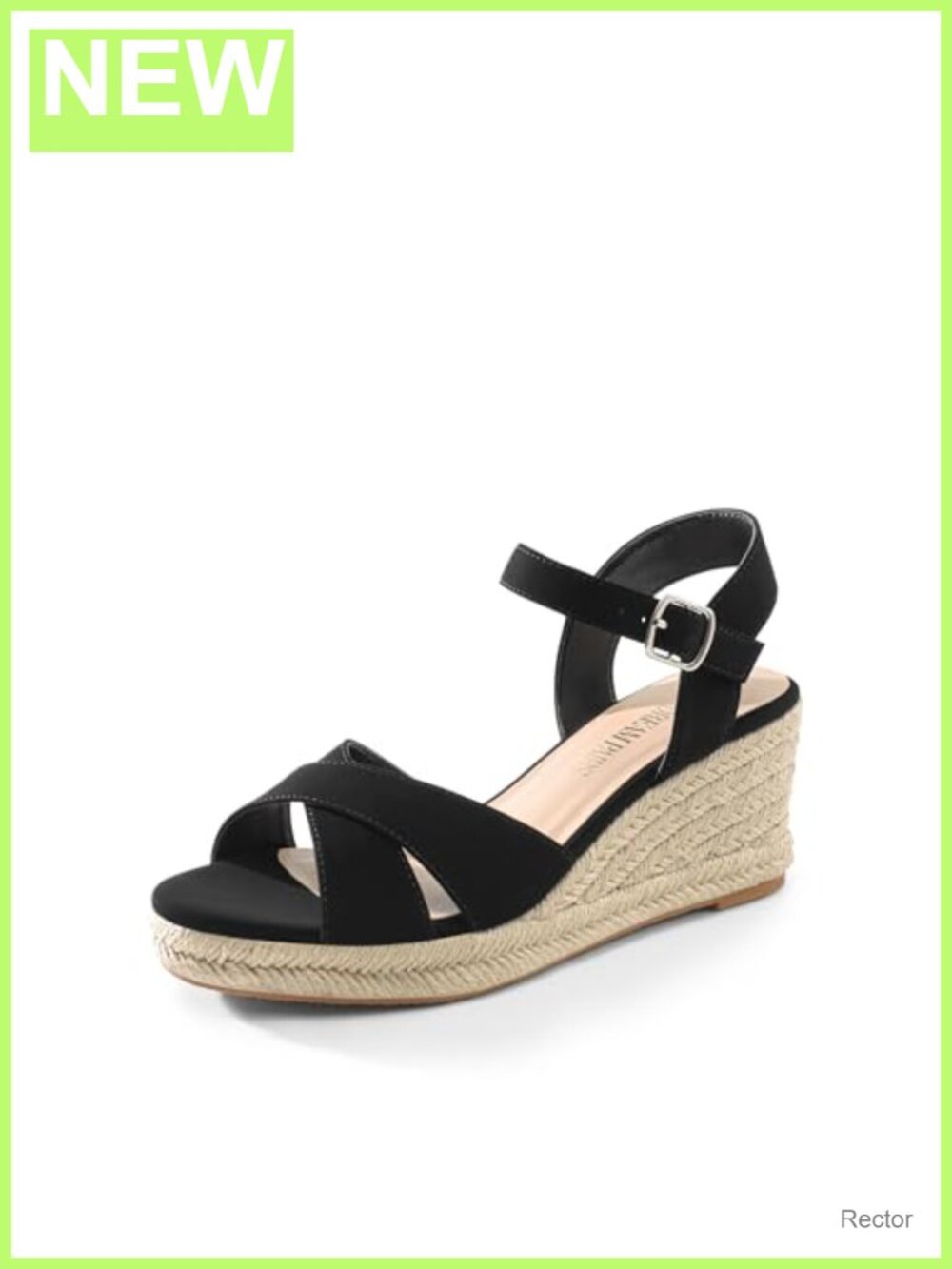 Espadrille Wedge Sandals with Raffia Ankle Strap, 2.95" Heel + 1.18" Platform,